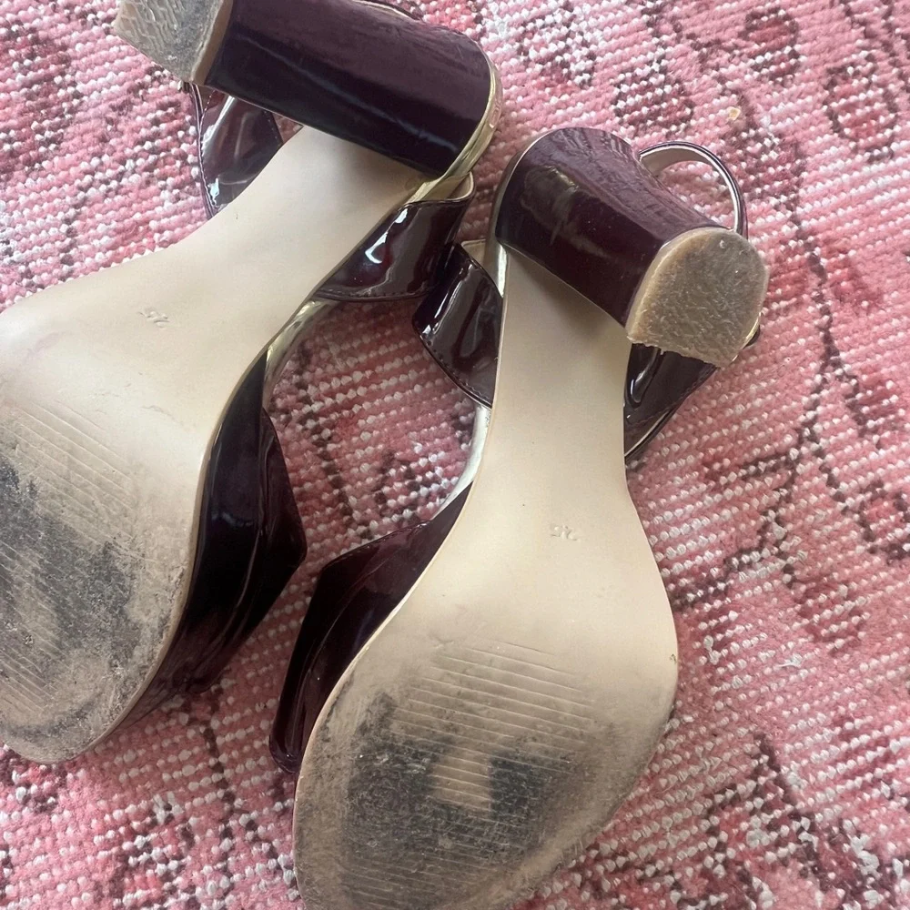 Chic Burgundy Ankle Strap Heels - Picture 5 of 5